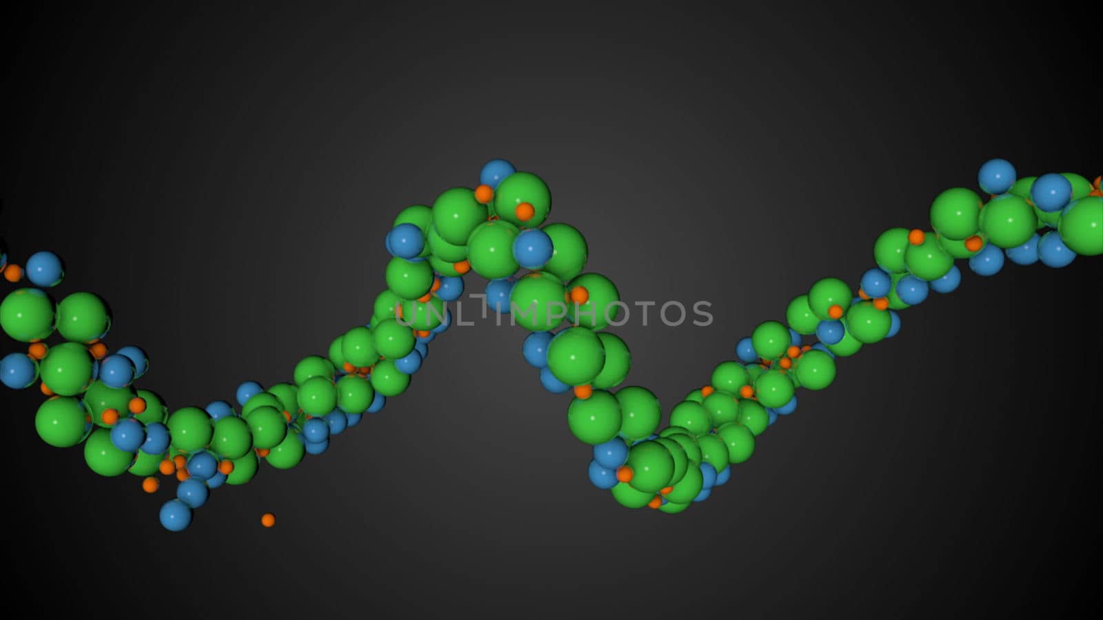 Abstract background with waving realistic balls on dark background. 3d rendering technology concept