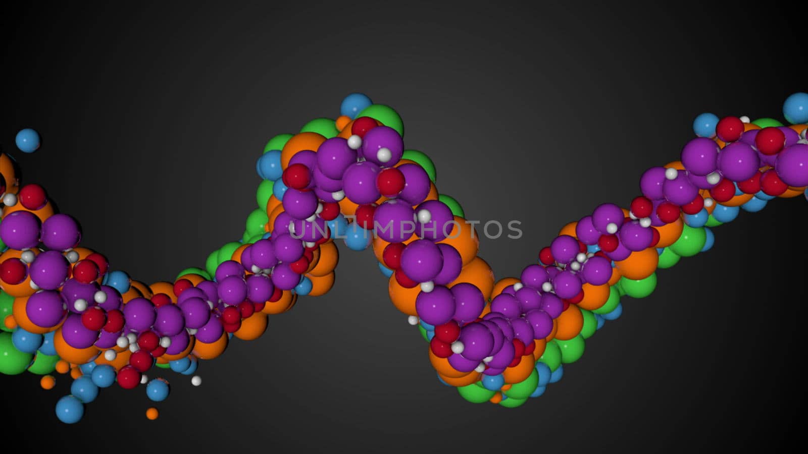 Abstract background with waving realistic balls on dark background. 3d rendering technology concept
