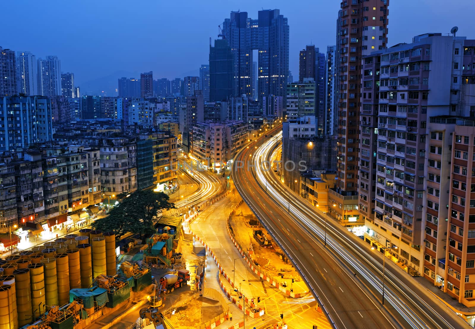 Hong Kong downtown , To Kwa Wan District at night