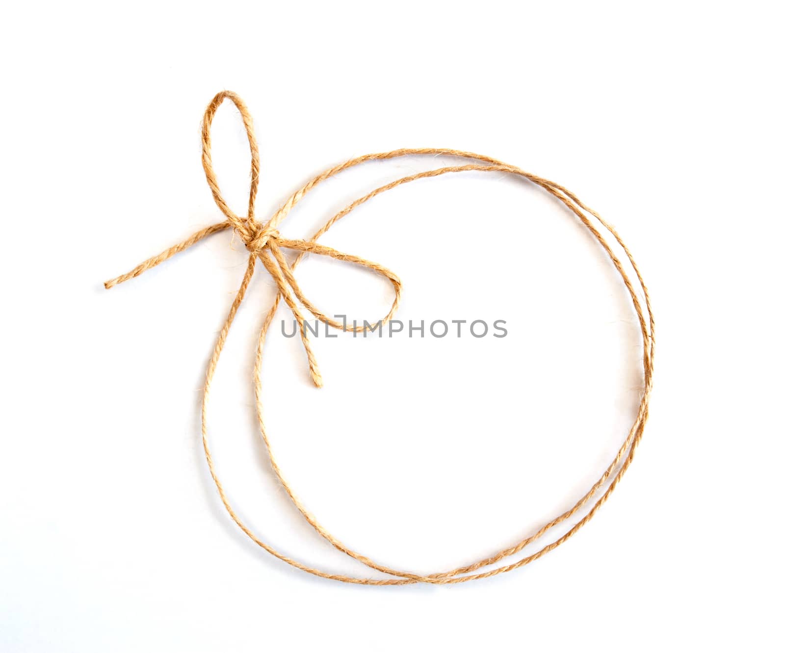 frame of linen rope with a bow and space for text.