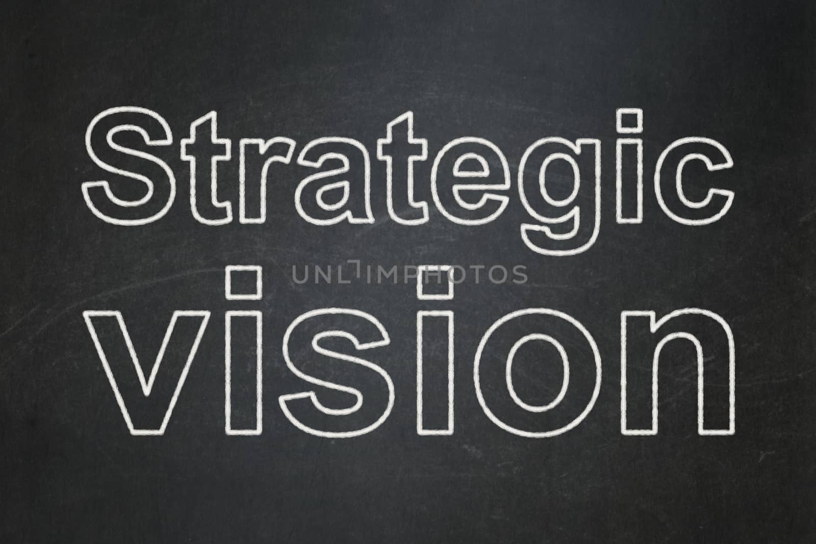 Finance concept: text Strategic Vision on Black chalkboard background