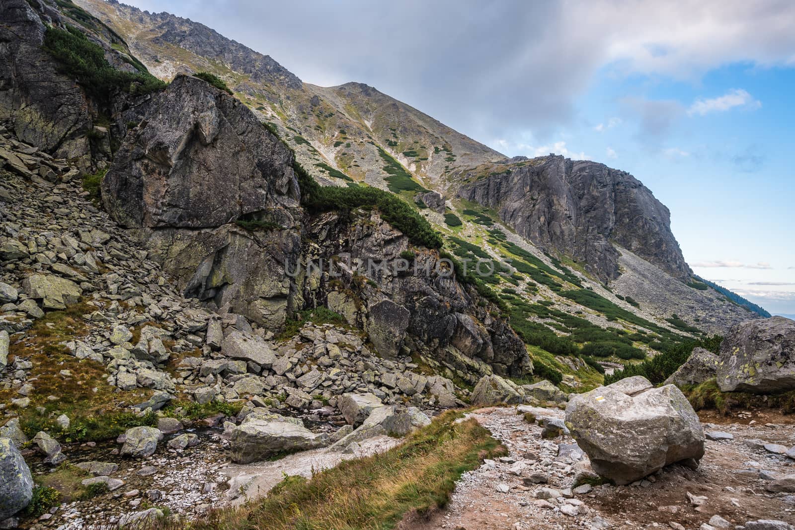 Mountain Landscape on Cloudy Day. Mlynicka Valley, High Tatra, Slovakia.