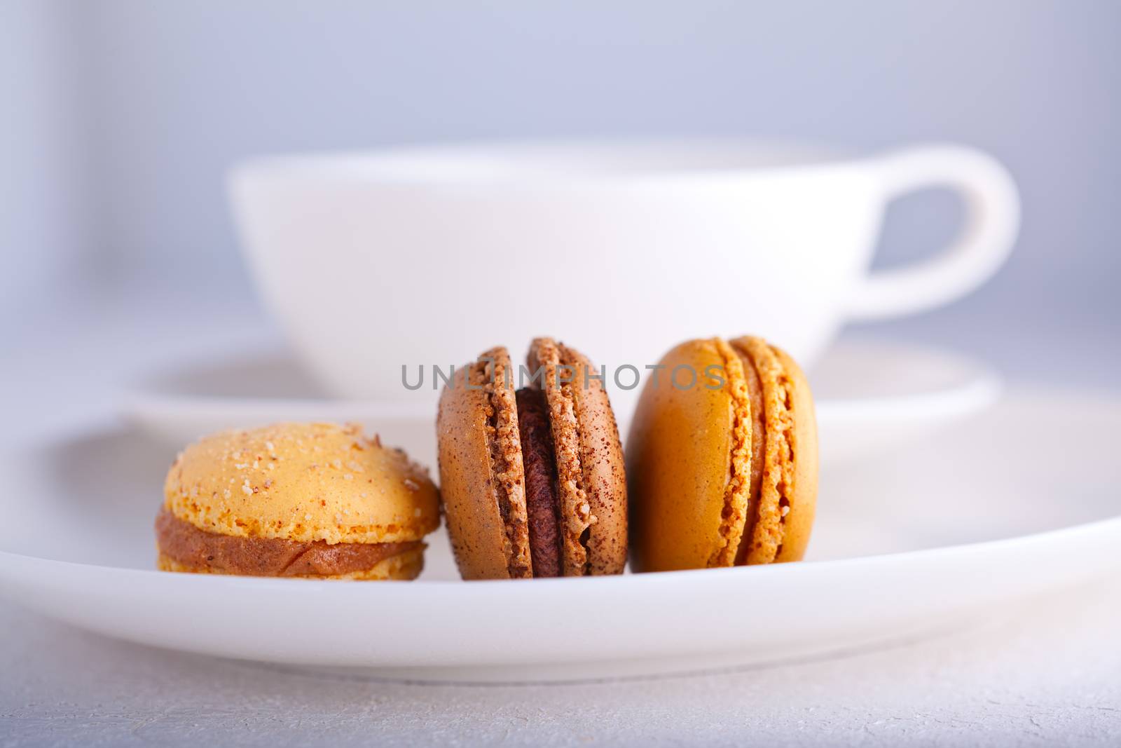 Almond cookies French macaroons with a cup of tea by supercat67