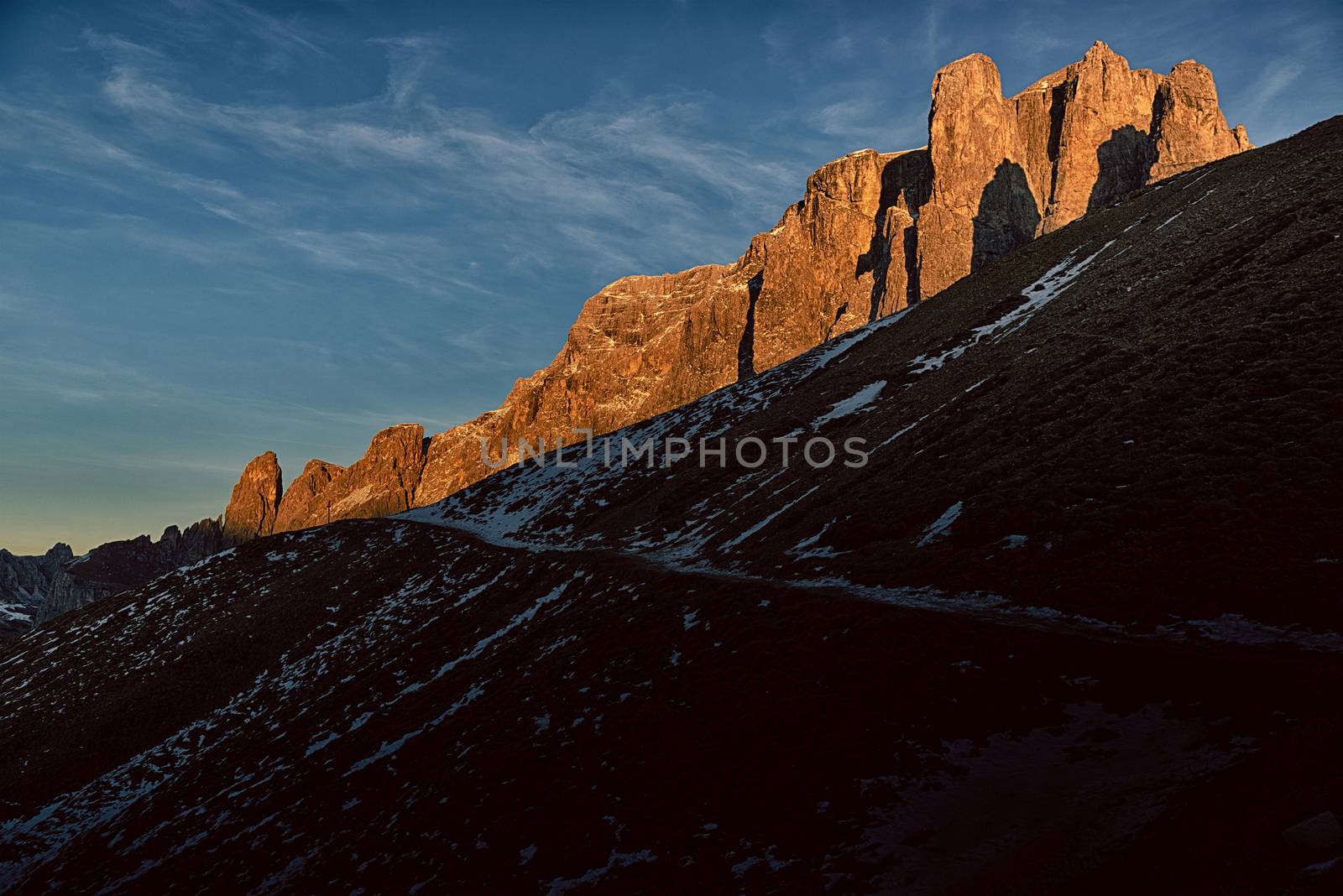 Sunset in mountains, winter season by Mdc1970