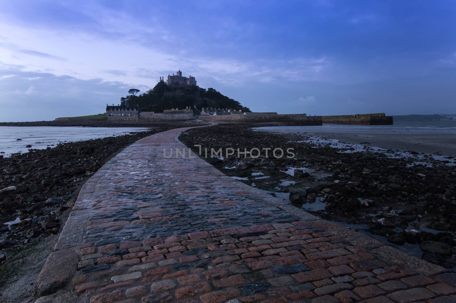 View of St Michael's Mount, Marazion, west Cornwall at sunrise