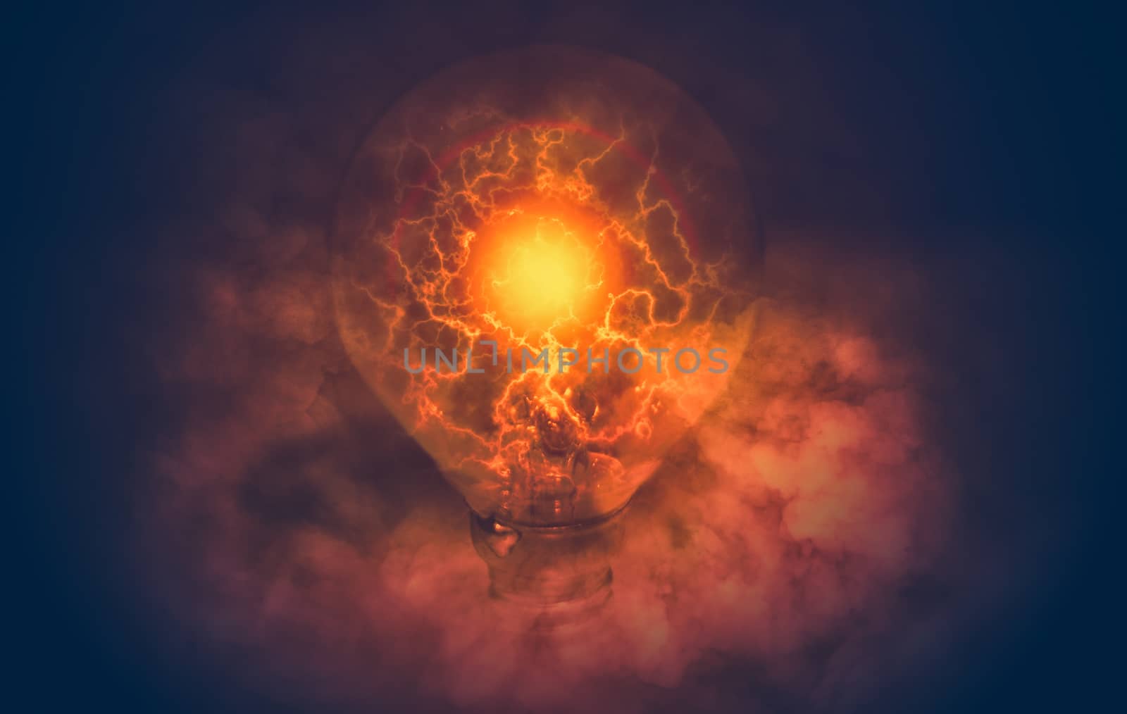 edit of light bulb with electric and smoke