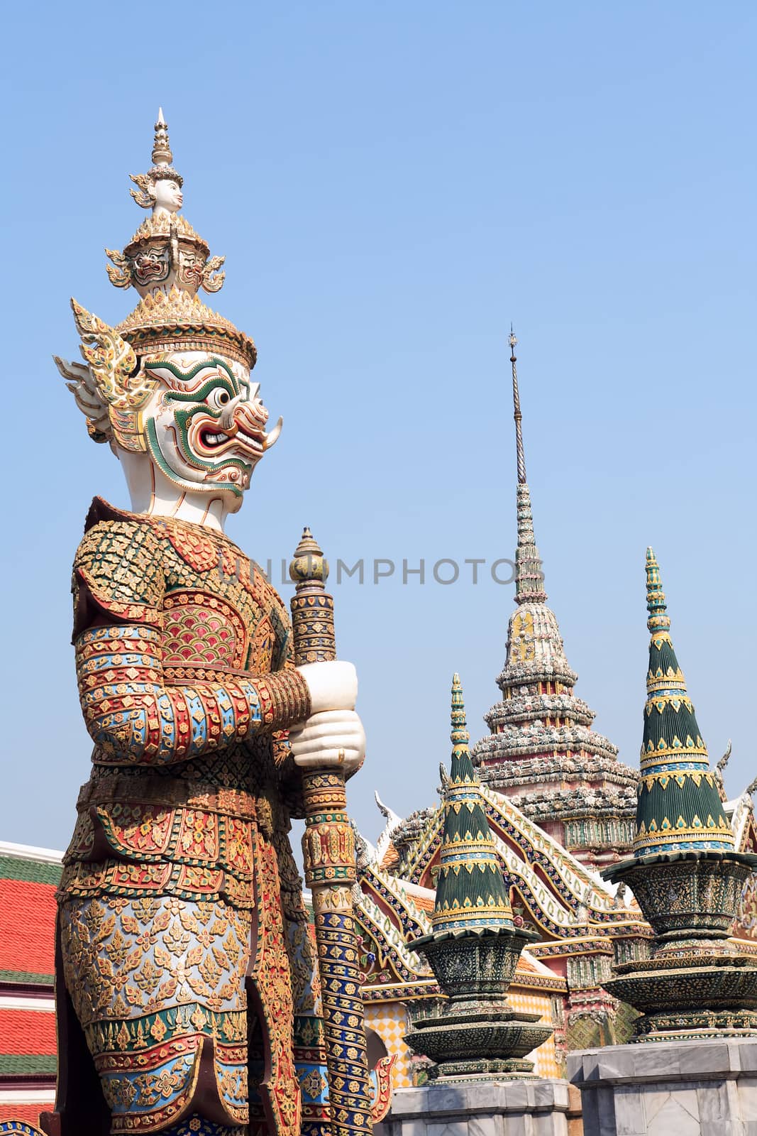 Temple of the Emerald Buddha, Royal Palace in Bangkok, Thailand. Full official name Wat Phra Si Rattana Satsadaram