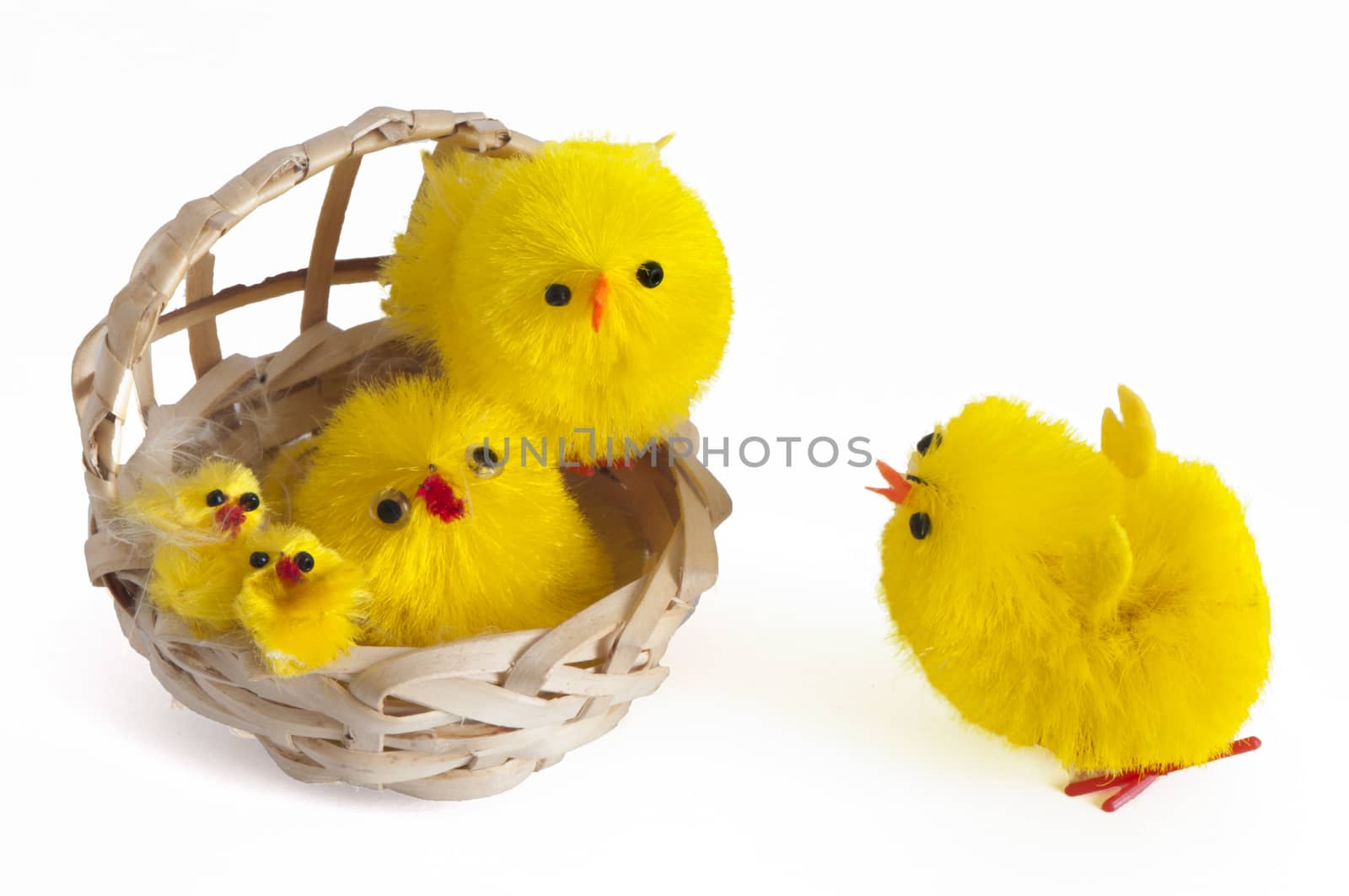 Easter decorations with chicks, bunnies and eggs