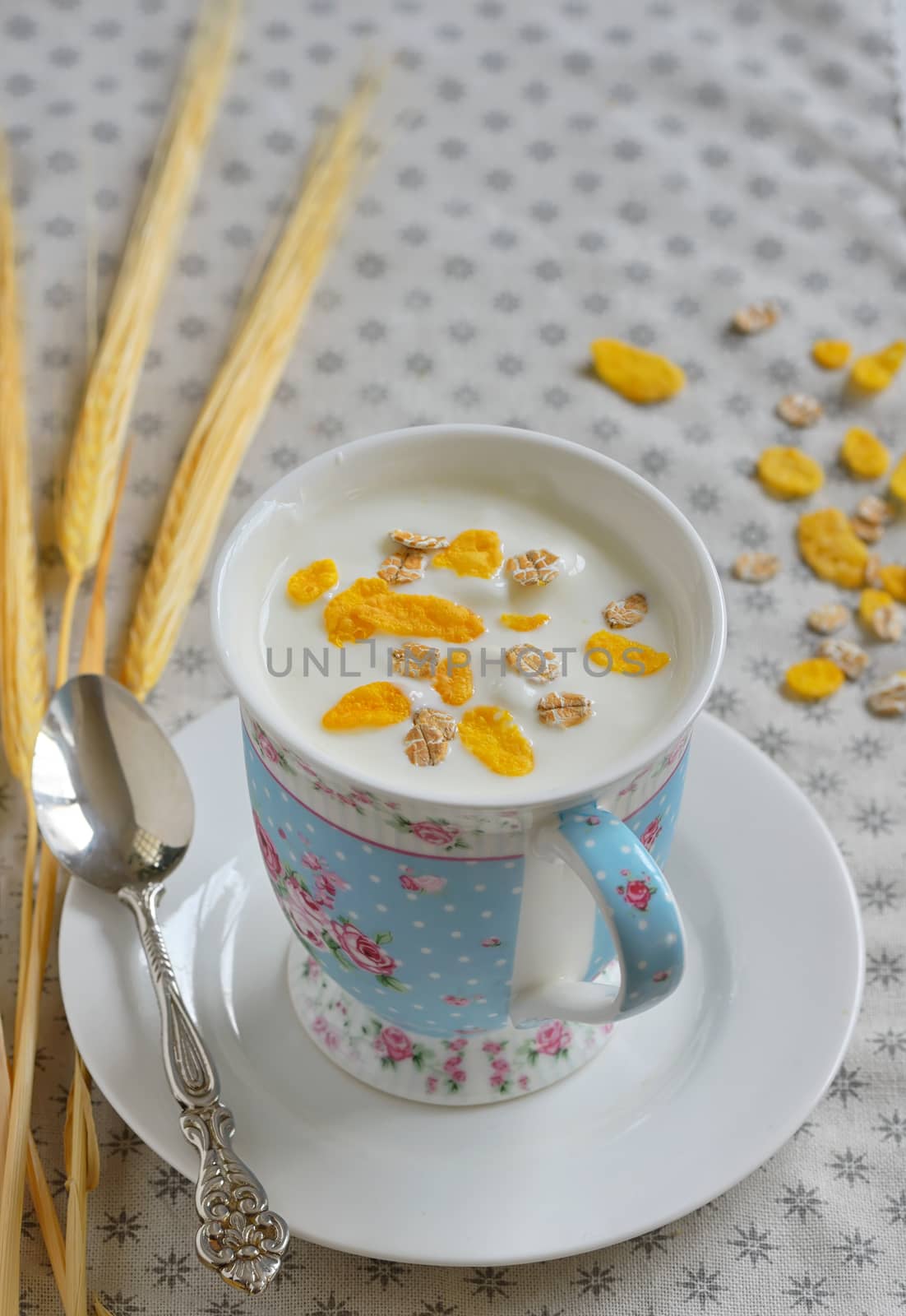 Cup of yogurt with crunchy cereals