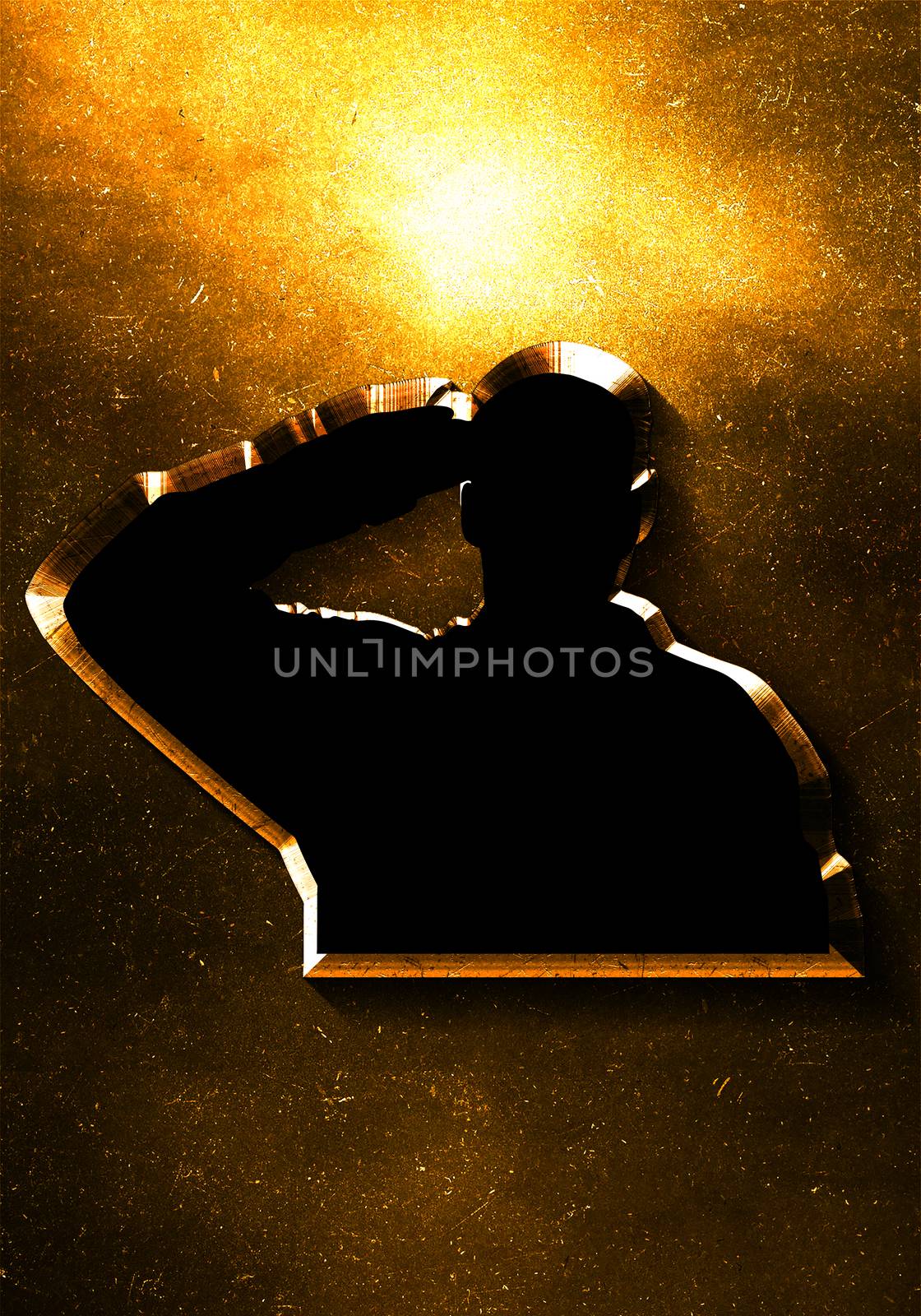 Soldier silhouette illustration with digital generated. High quality image.