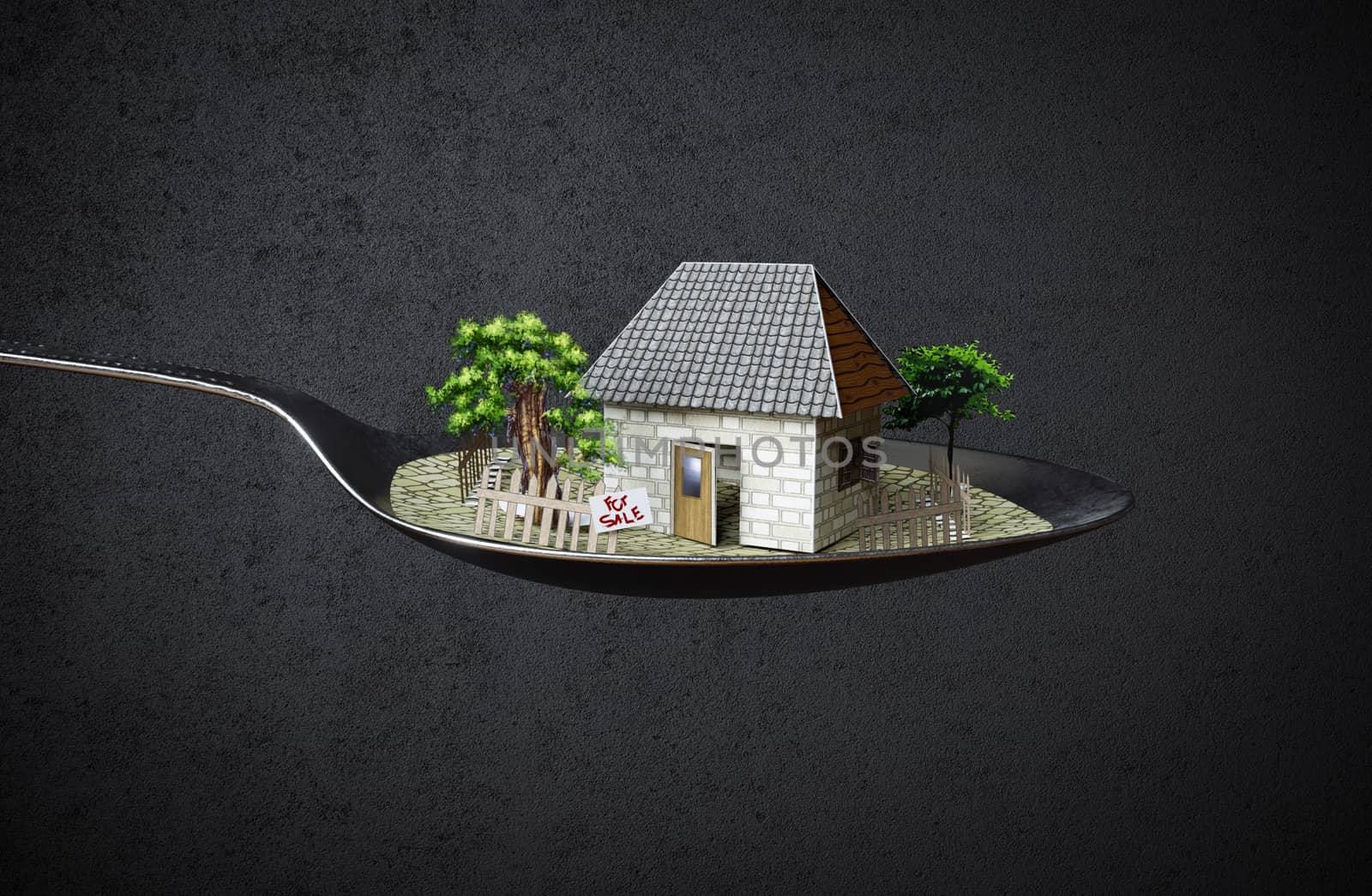 house in spoon real estate business concept photo