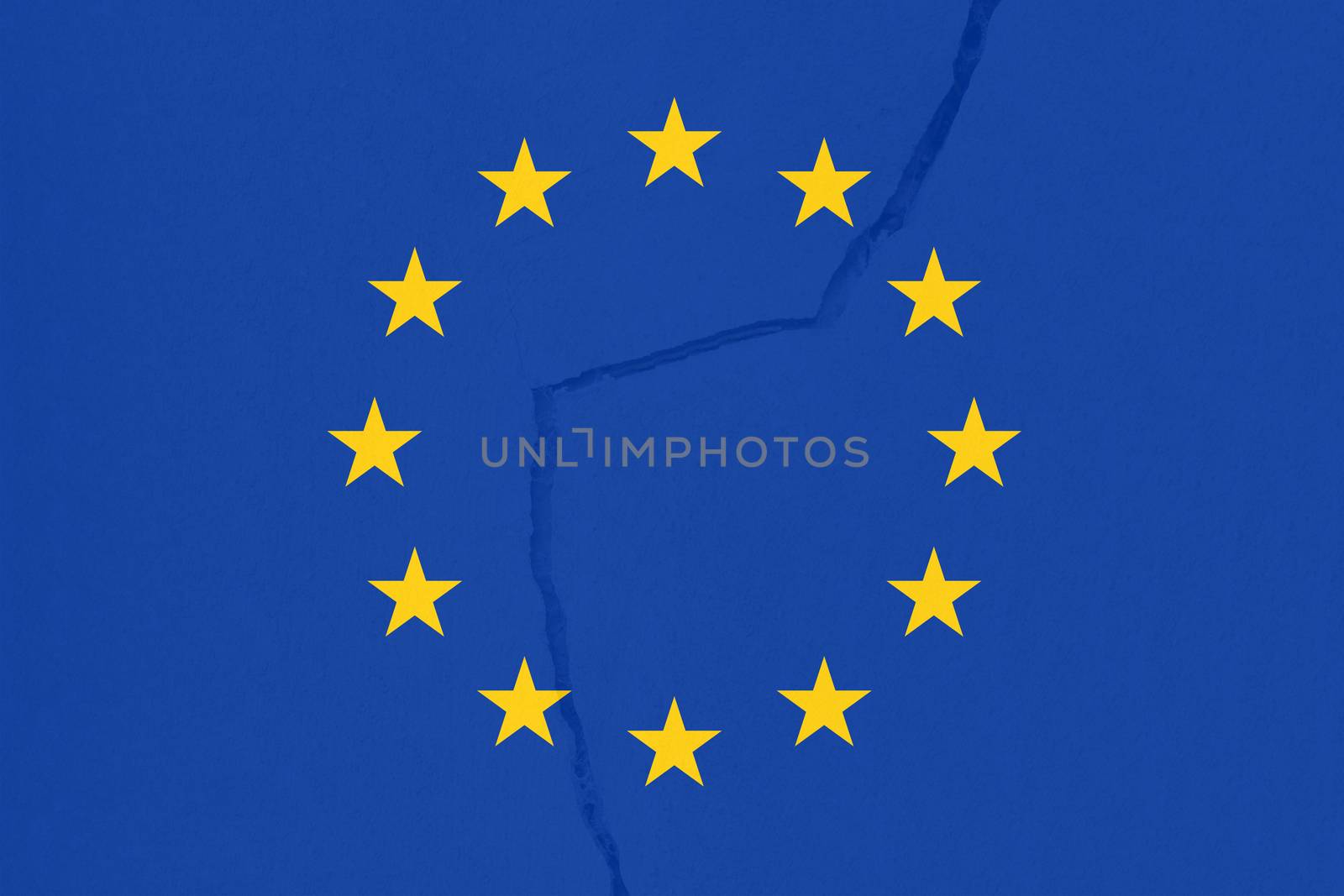 Europe flag, Europe is breaking symbolically