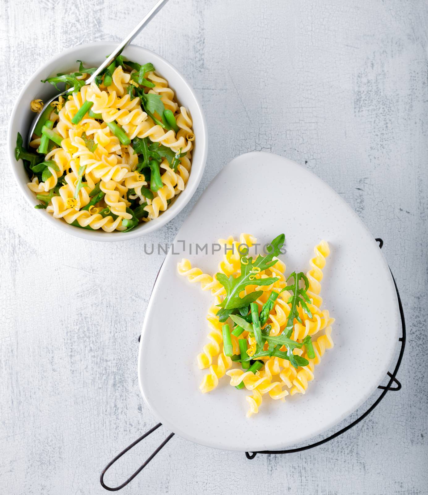 Pasta salad with asparagus and arugula by supercat67