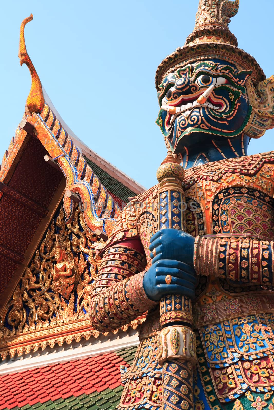 Temple of the Emerald Buddha, Royal Palace in Bangkok, Thailand. Full official name Wat Phra Si Rattana Satsadaram