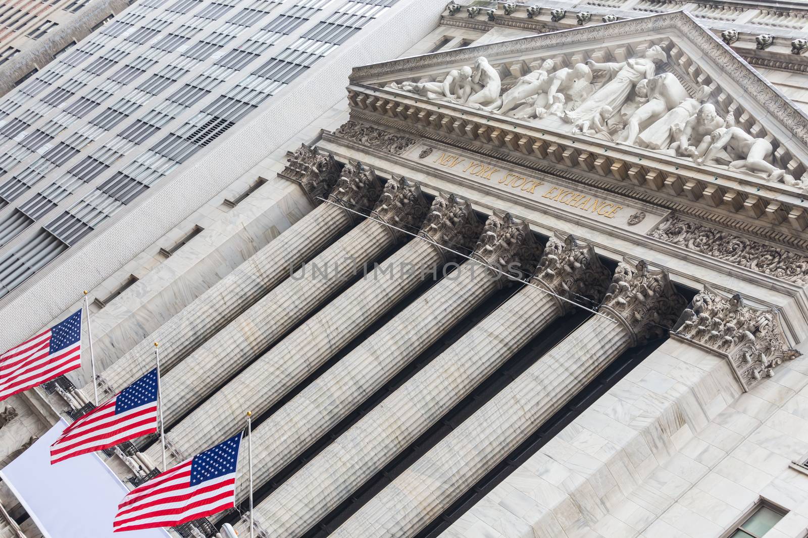 New York Stock Exchange, Manhattan, New York City. It is the world's largest stock exchange by market capitalization of its listed companies.