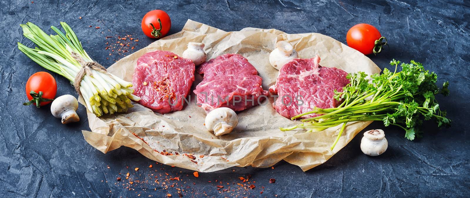 banner with fresh meat home beef by LMykola