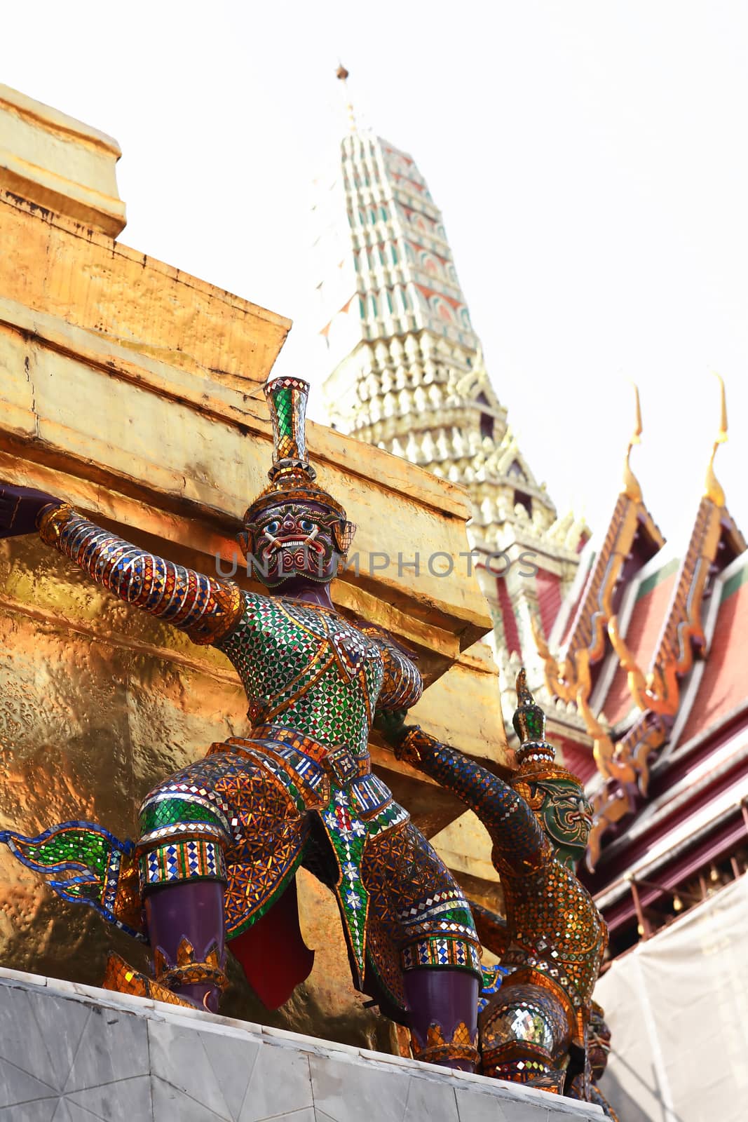 Temple of the Emerald Buddha, Royal Palace in Bangkok, Thailand. Full official name Wat Phra Si Rattana Satsadaram