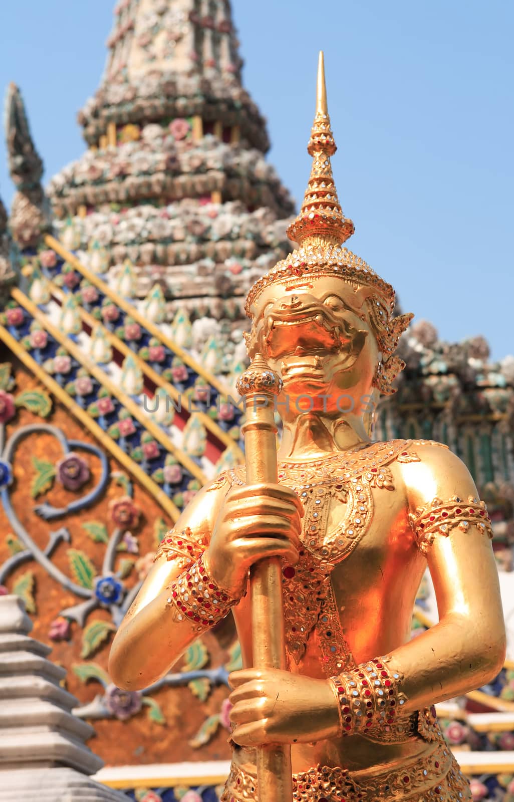 Temple of the Emerald Buddha, Royal Palace in Bangkok, Thailand. Full official name Wat Phra Si Rattana Satsadaram