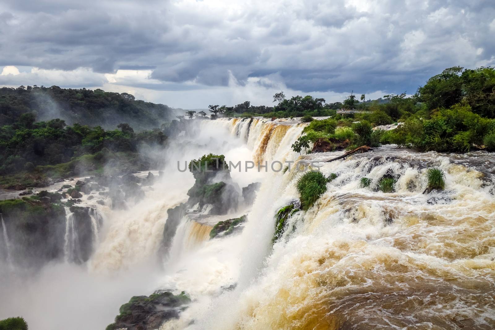 iguazu falls national park. tropical waterfalls and rainforest landscape