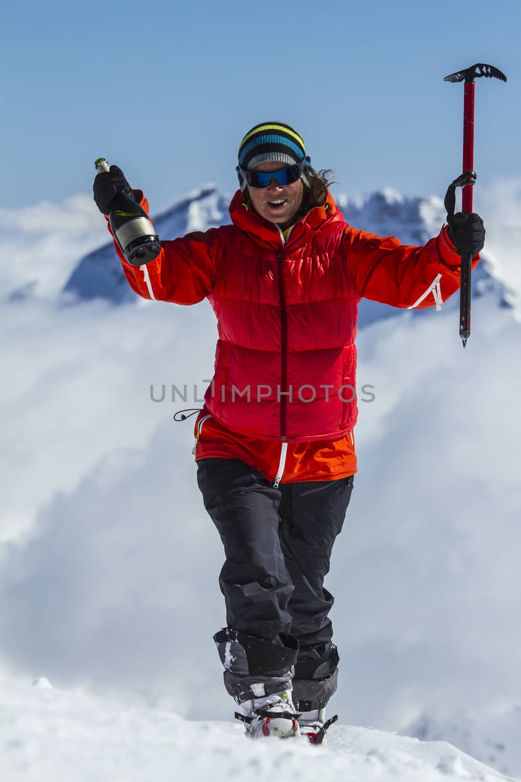 A women fririder on a mountain top