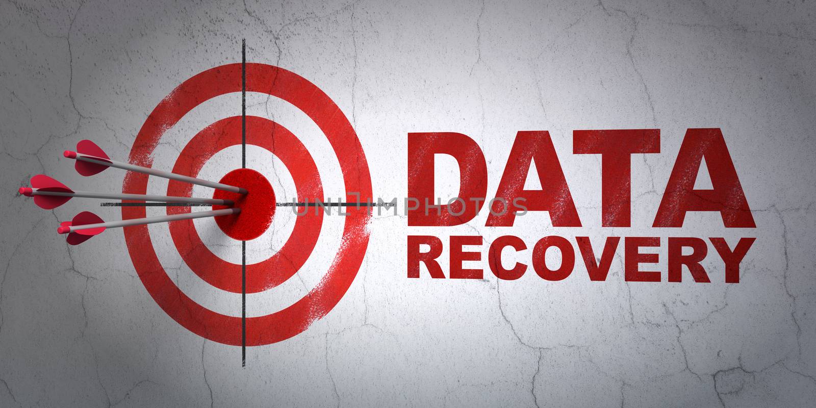 Information concept: target and Data Recovery on wall background by maxkabakov