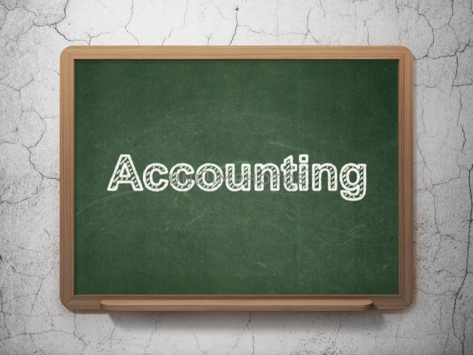Banking concept: text Accounting on Green chalkboard on grunge wall background, 3D rendering