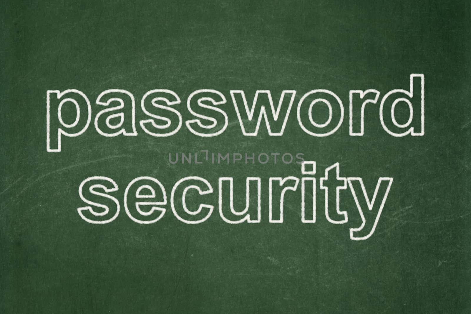 Protection concept: text Password Security on Green chalkboard background