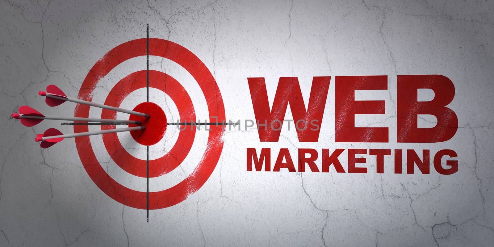 Web development concept: target and Web Marketing on wall background by maxkabakov