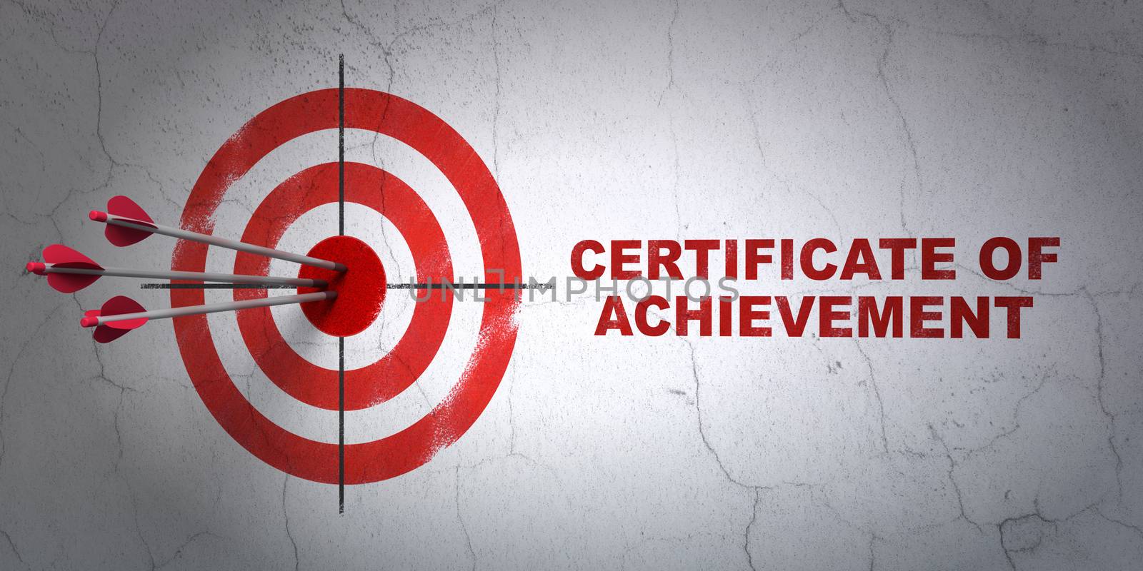 Studying concept: target and Certificate of Achievement on wall background by maxkabakov
