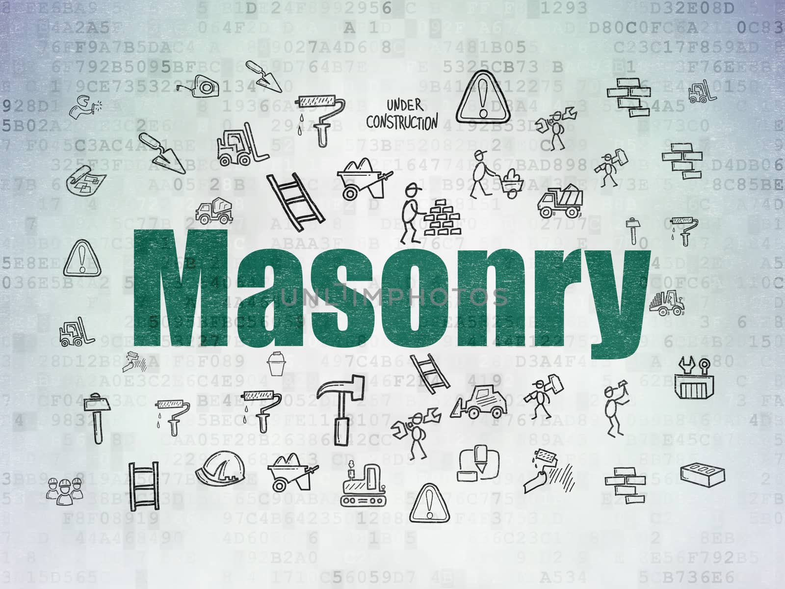 Construction concept: Masonry on Digital Data Paper background by maxkabakov