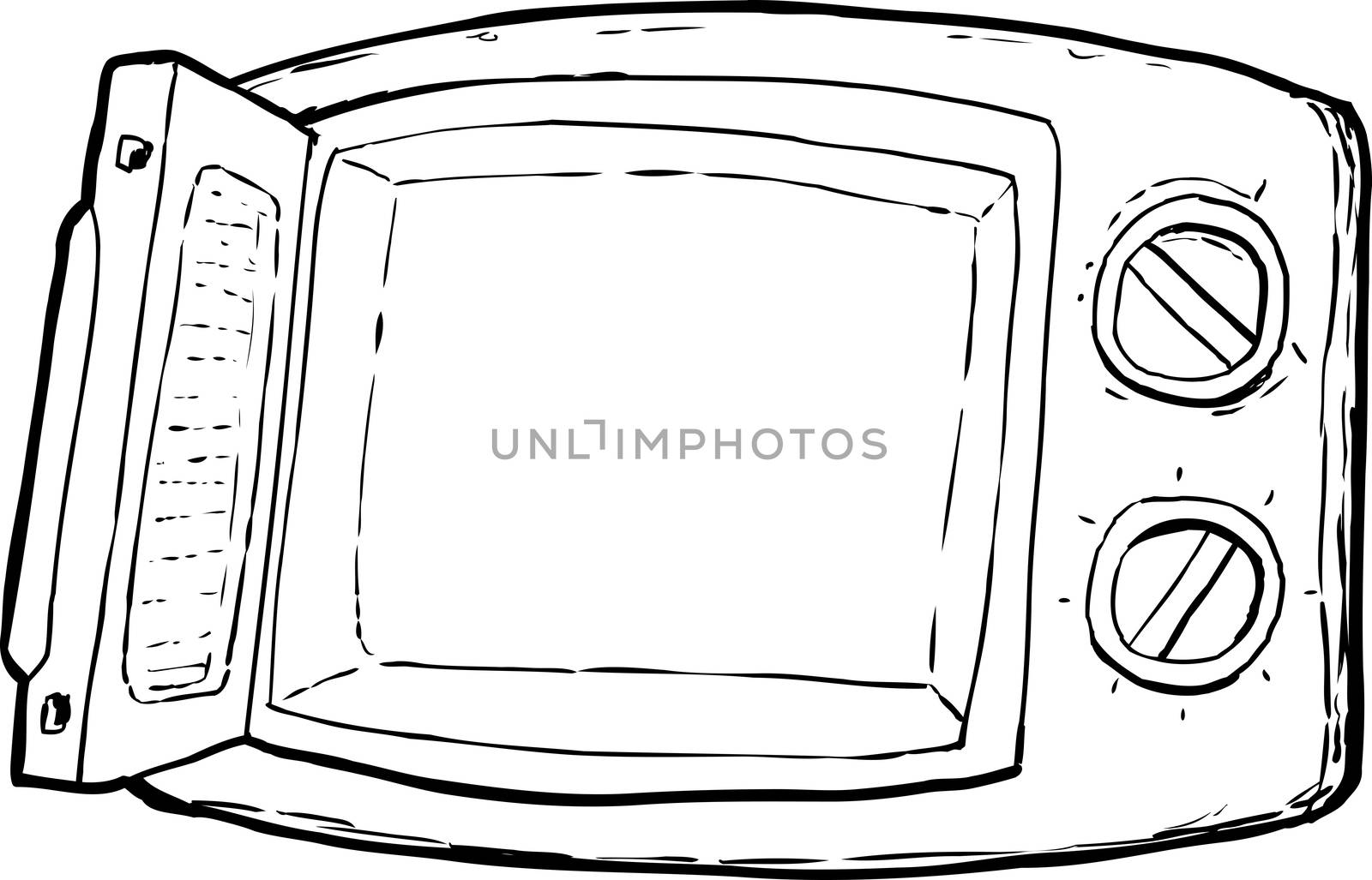Outlined Open Microwave Oven Cartoon by TheBlackRhino