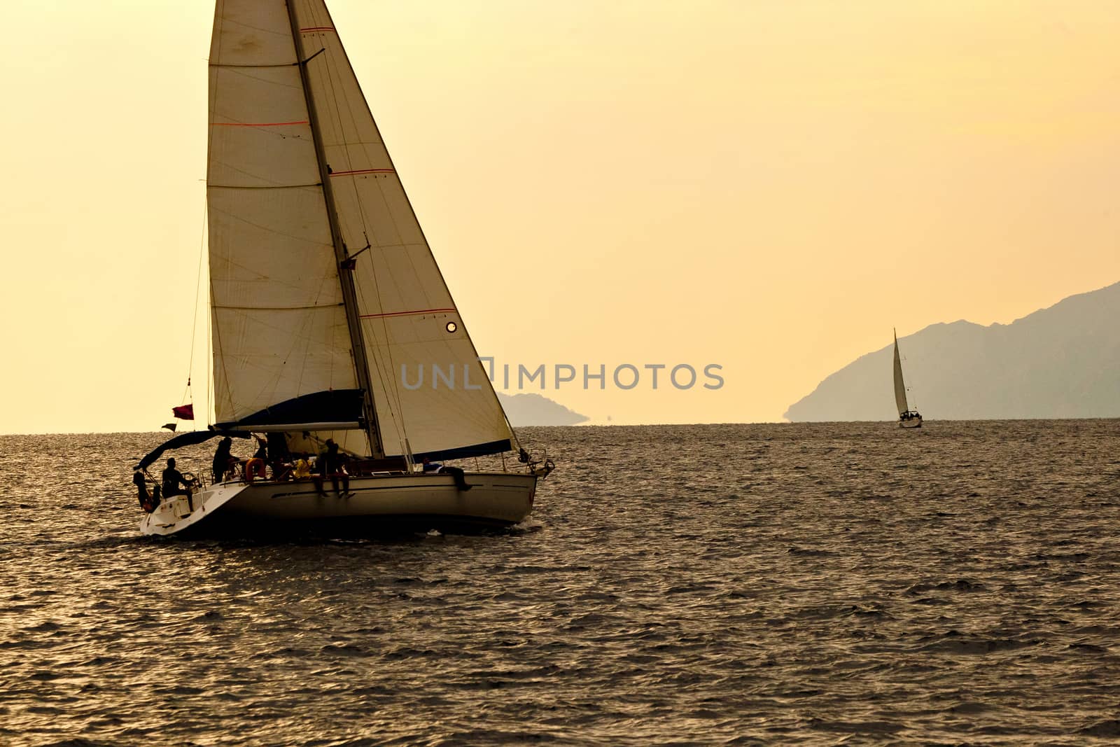 Yacht regatta in Turkey, Mediterranean sea in autumn