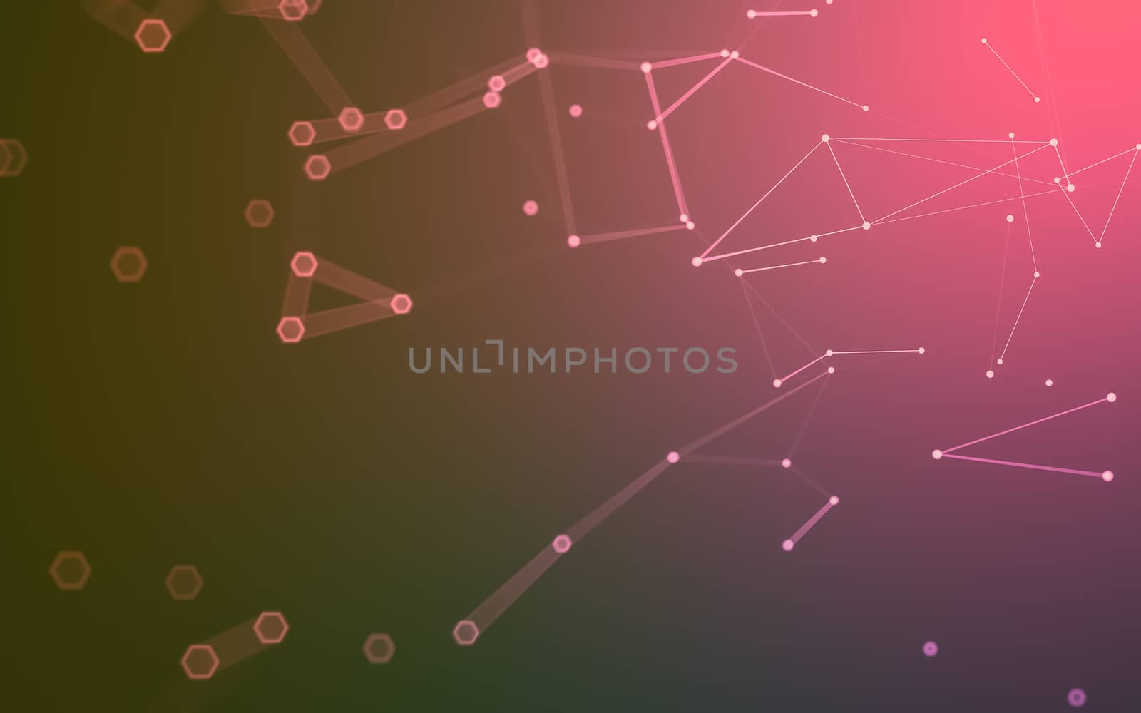 Abstract polygonal space low poly dark background with connecting dots and lines. Connection structure. 3d rendering