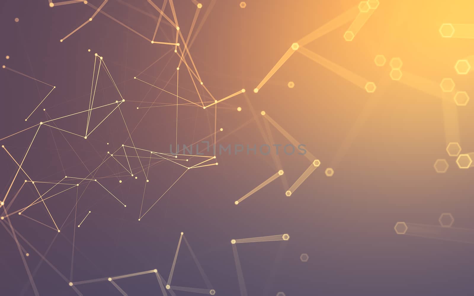 Abstract polygonal space low poly dark background with connecting dots and lines. Connection structure. 3d rendering