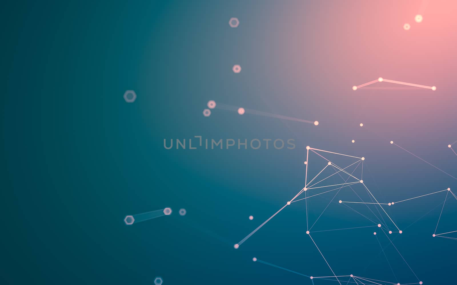 Abstract polygonal space low poly dark background with connecting dots and lines. Connection structure. 3d rendering