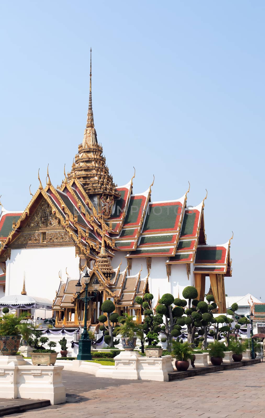 Temple of the Emerald Buddha, Royal Palace in Bangkok, Thailand. Full official name Wat Phra Si Rattana Satsadaram