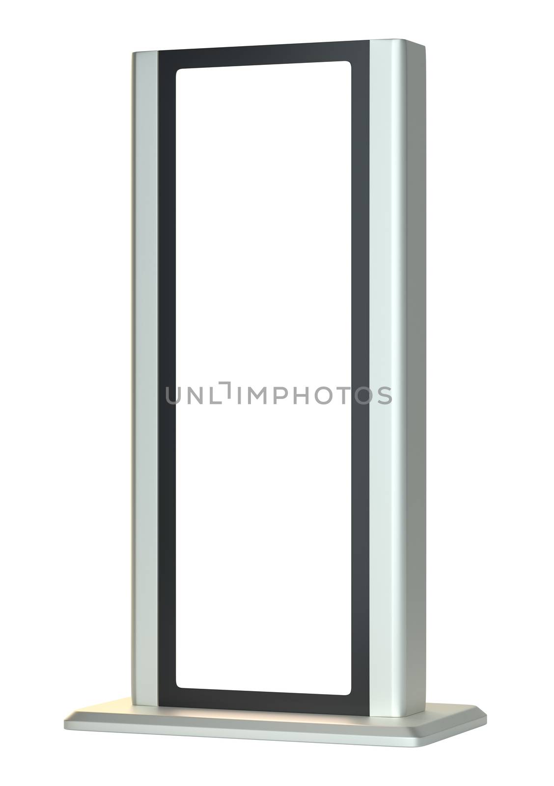 Outdoor lightbox. Advertising Stand. Isolated On White Background. 3D Illustration. Mockup Template