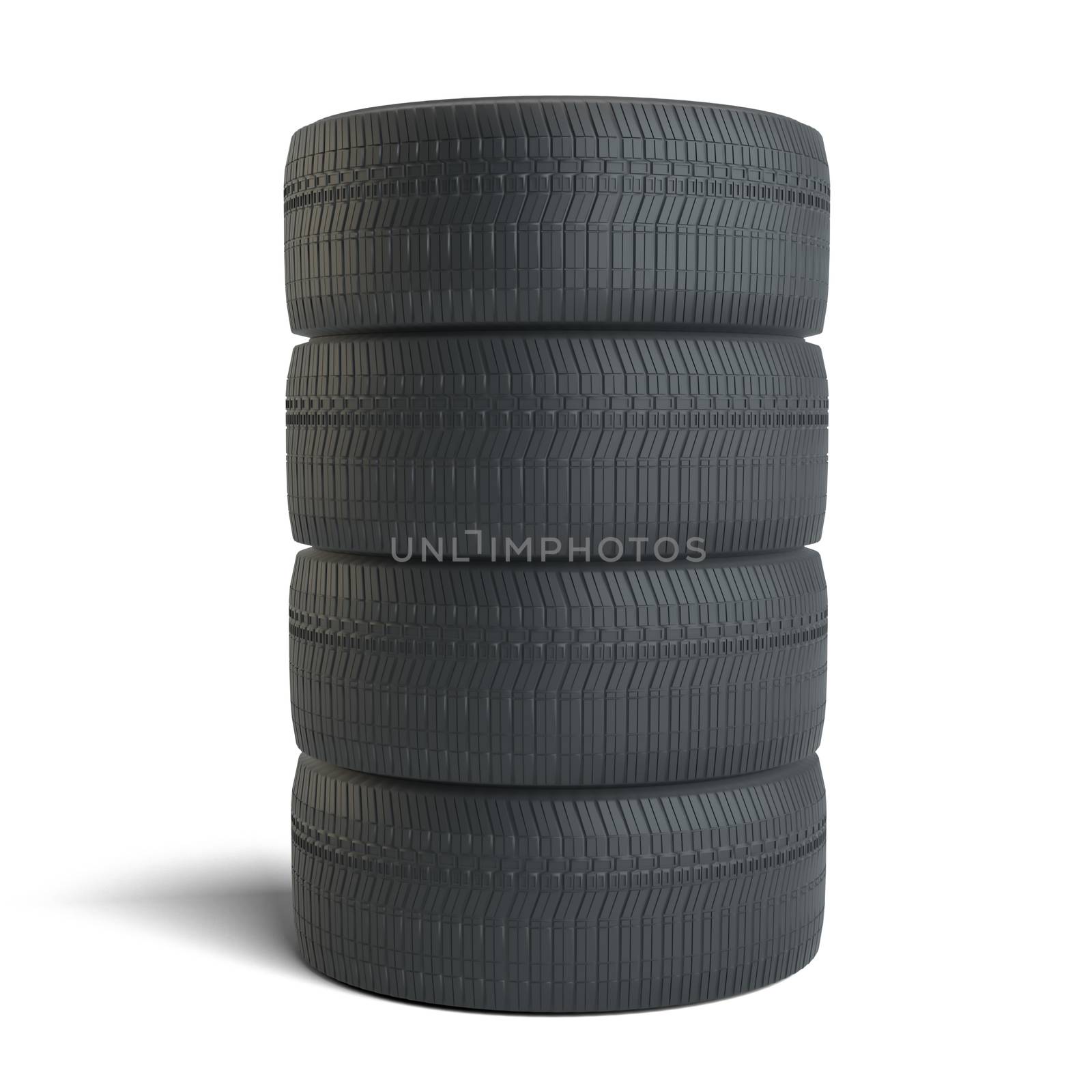 Stack of four black tires by cherezoff