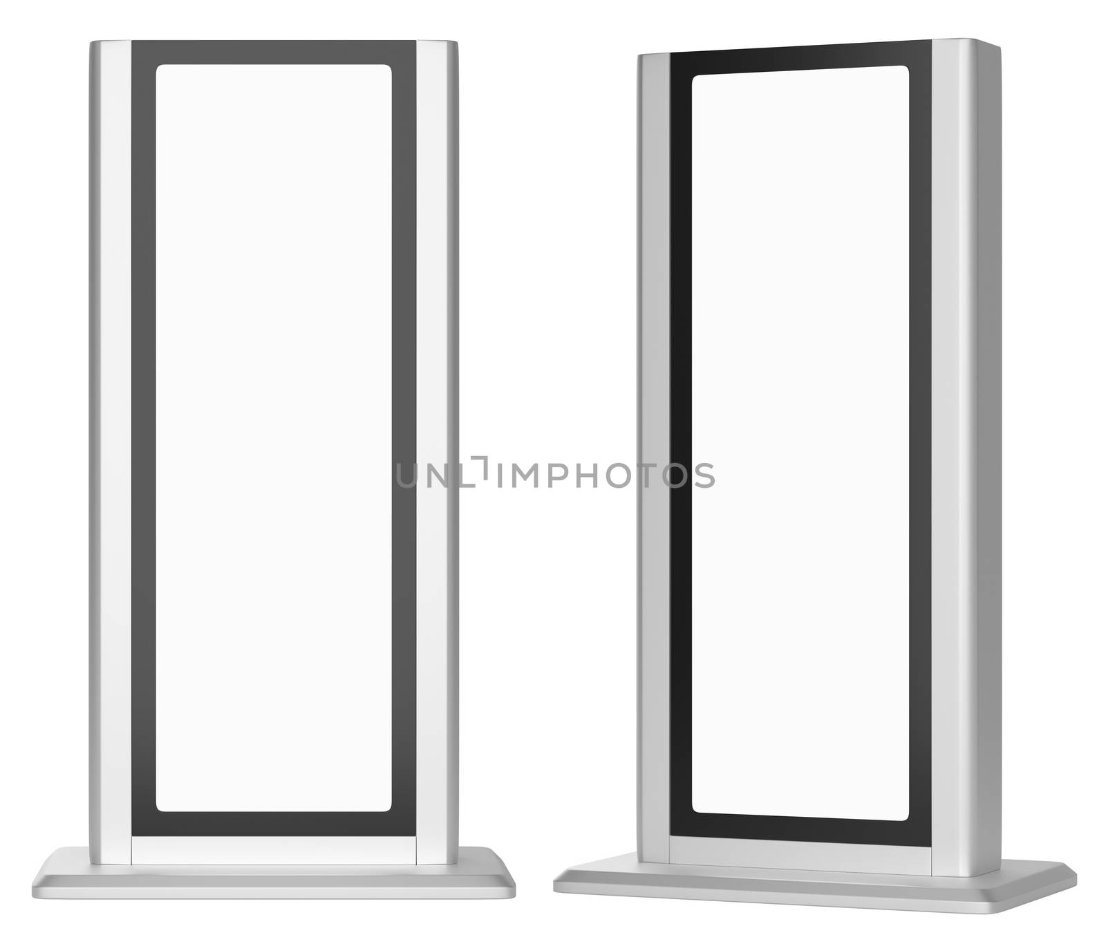 Outdoor advertising stand banners. Isolated on background. 3D Illustration for your design