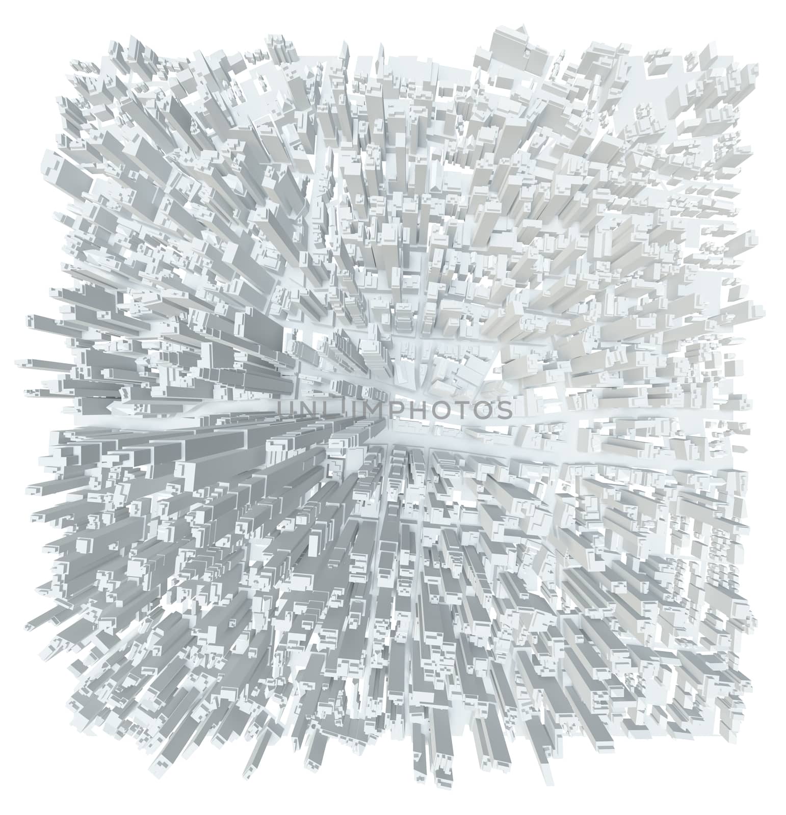 White City Buildings, Top View. 3D Illustration