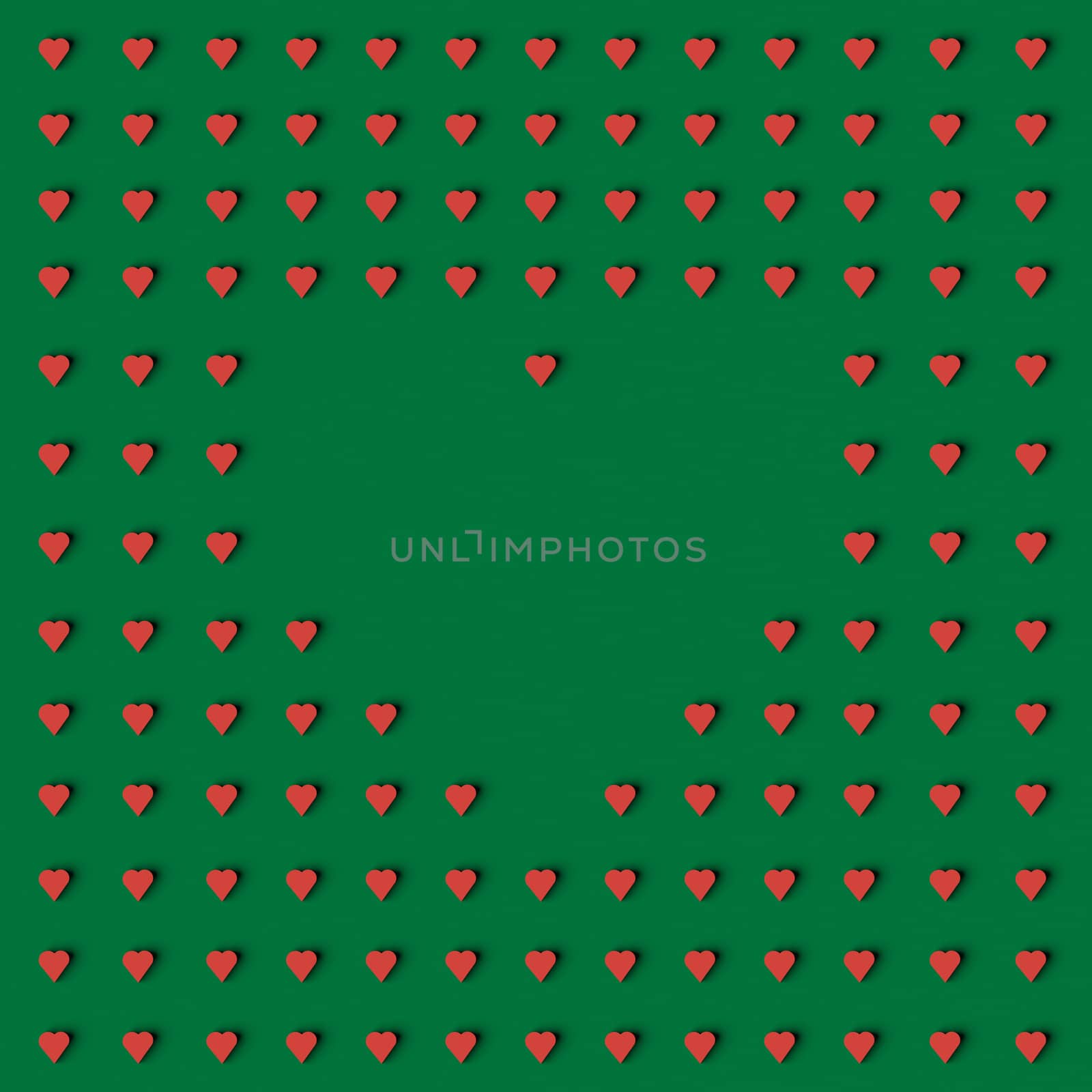 3D RENDERING OF HEART SHAPE FRAME MADE WITH SMALL HEARTS