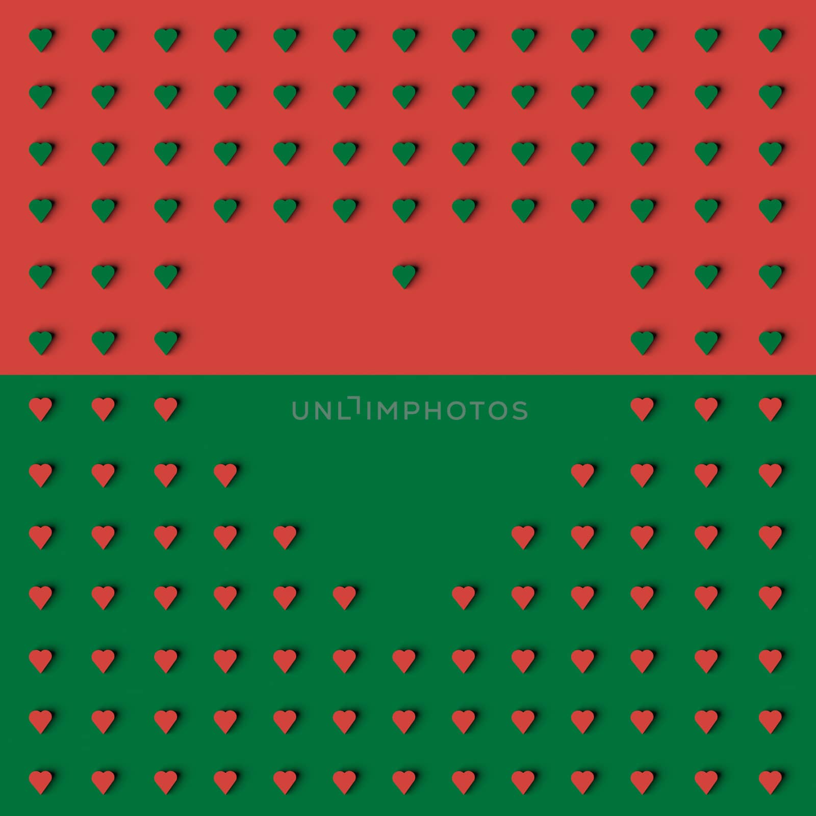 3D RENDERING OF HEART SHAPE FRAME MADE WITH SMALL HEARTS