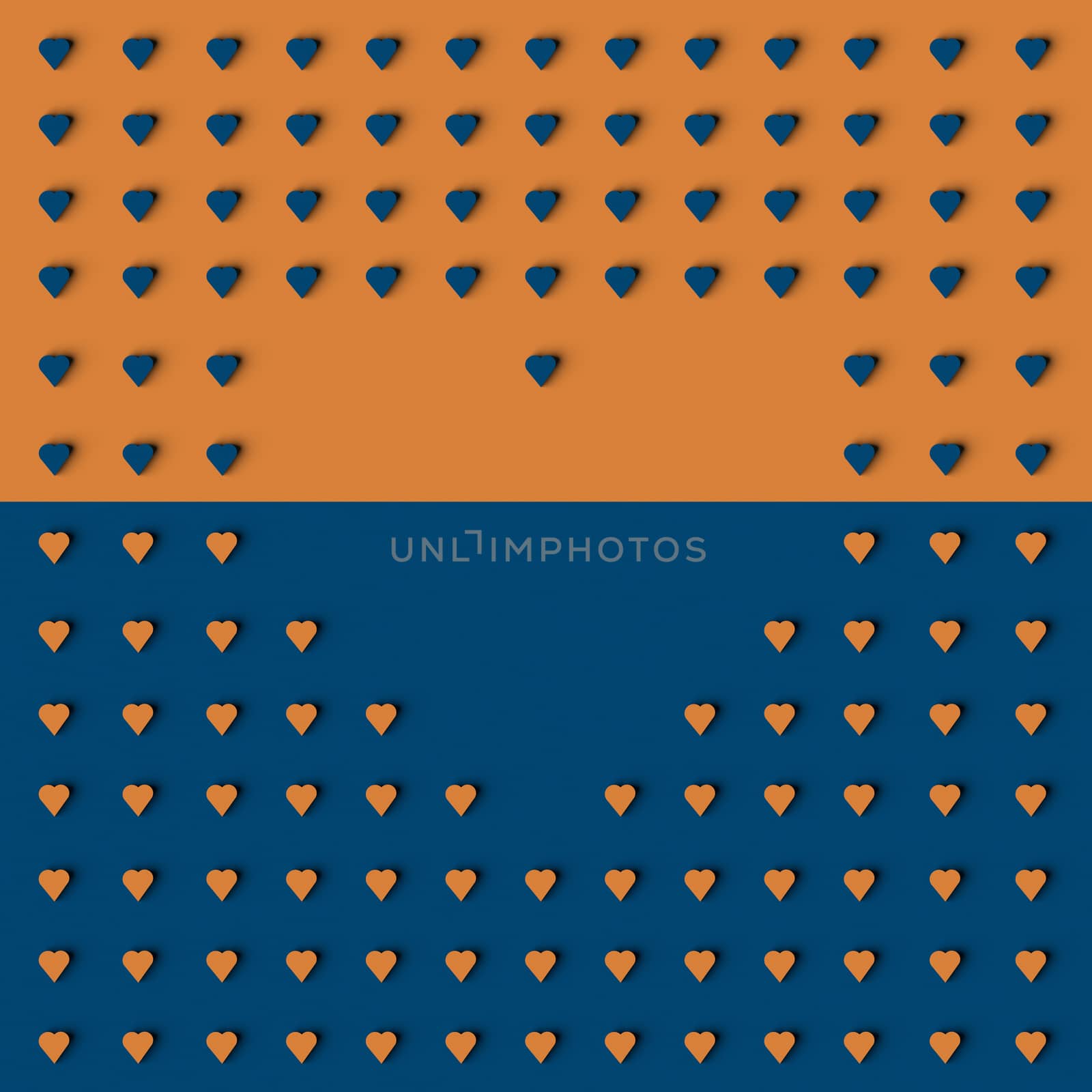 3D RENDERING OF HEART SHAPE FRAME MADE WITH SMALL HEARTS