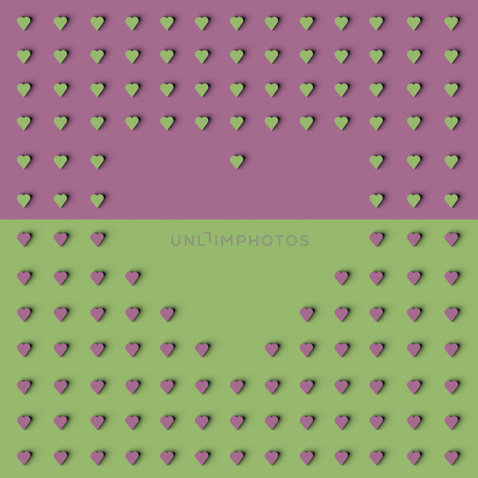 3D RENDERING OF HEART SHAPE FRAME MADE WITH SMALL HEARTS