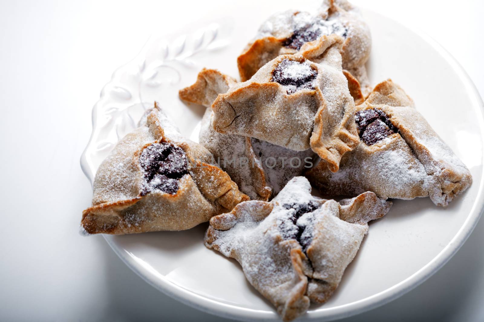 Jewish Pastry Hamantaschen on a table for Purim Holiday