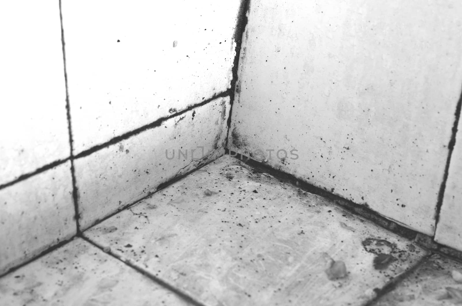 Dirty old sink in black and white theme