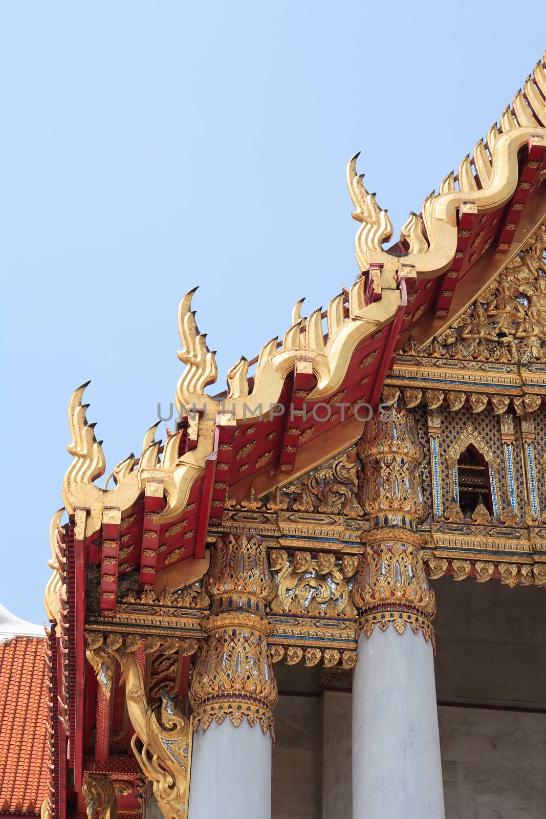 Detail of a Buddhist temple in Bangkok, Thailand