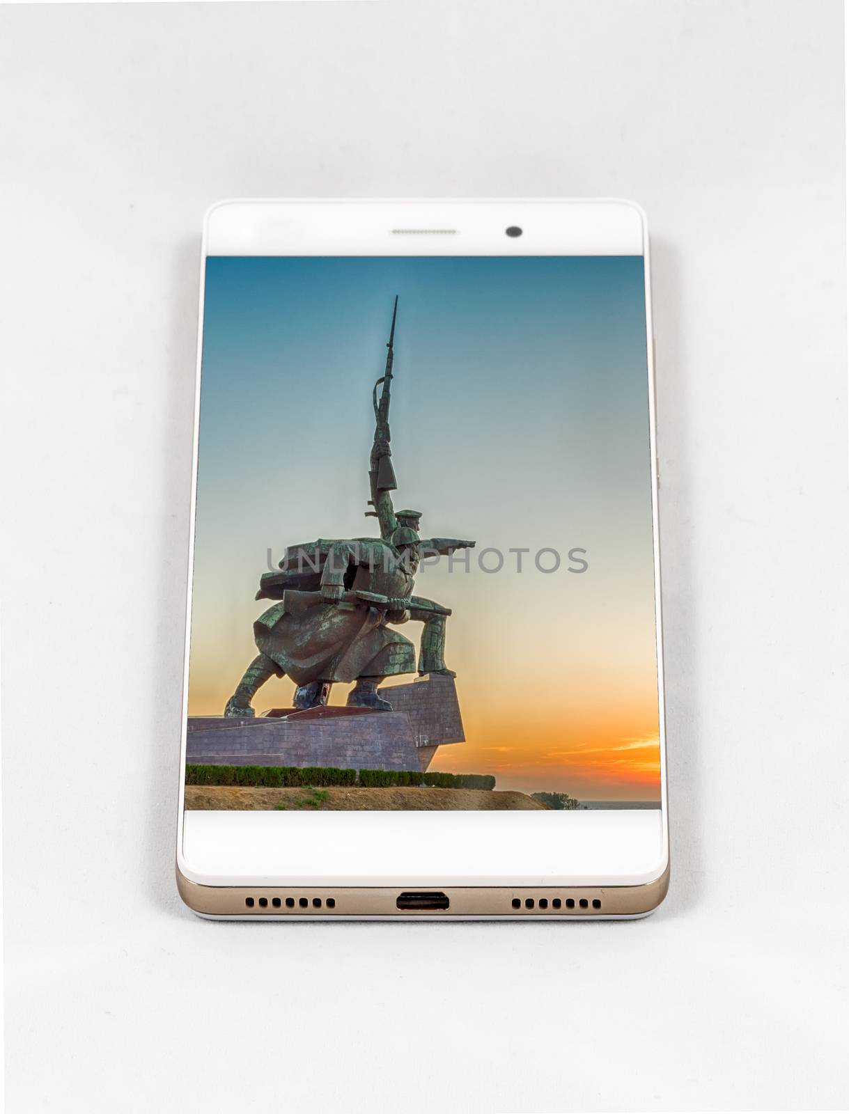 Modern smartphone displaying picture of Sevastopol, Crimea by marcorubino