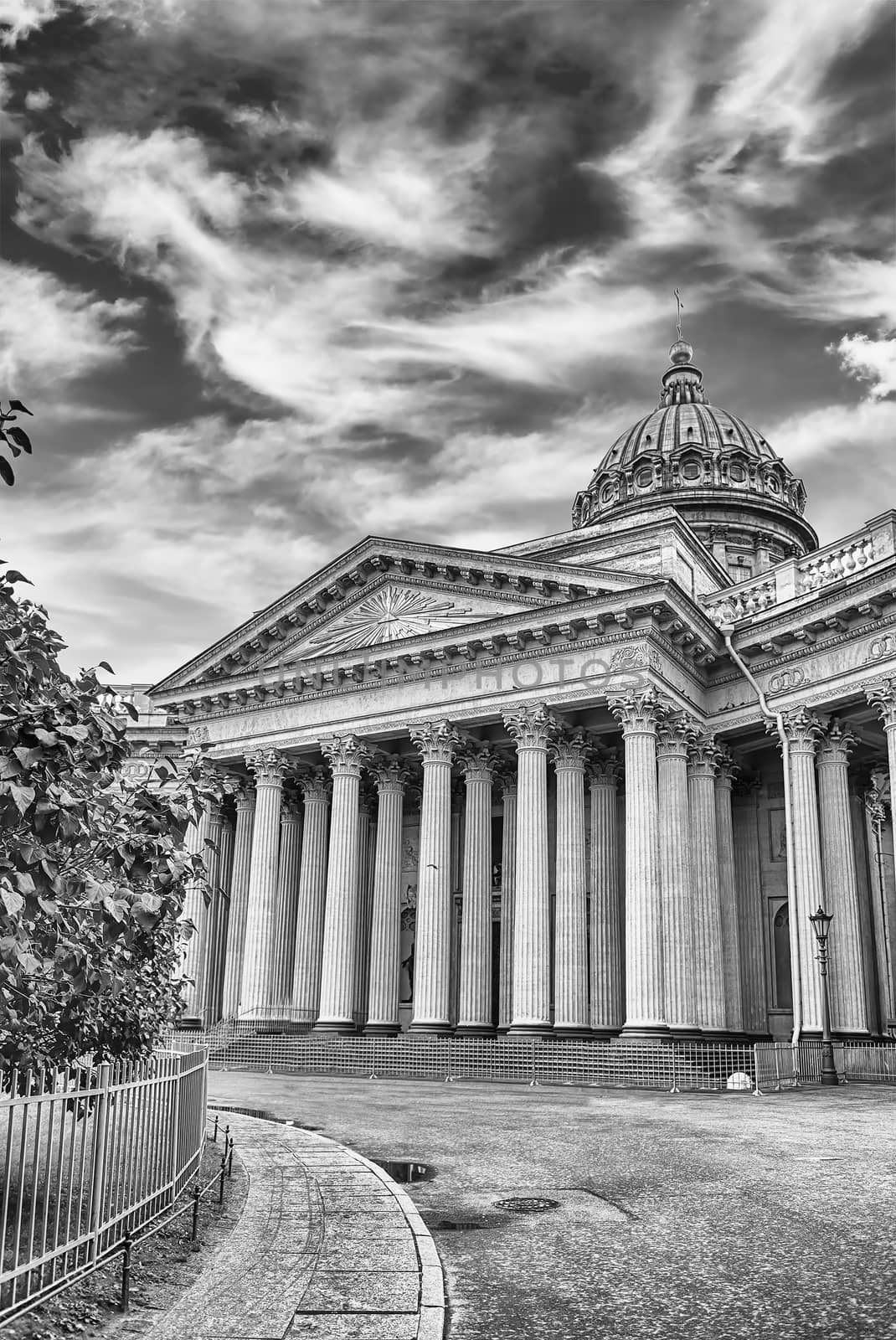 Facade and colonnade of Kazan Cathedral in St. Petersburg, Russi by marcorubino