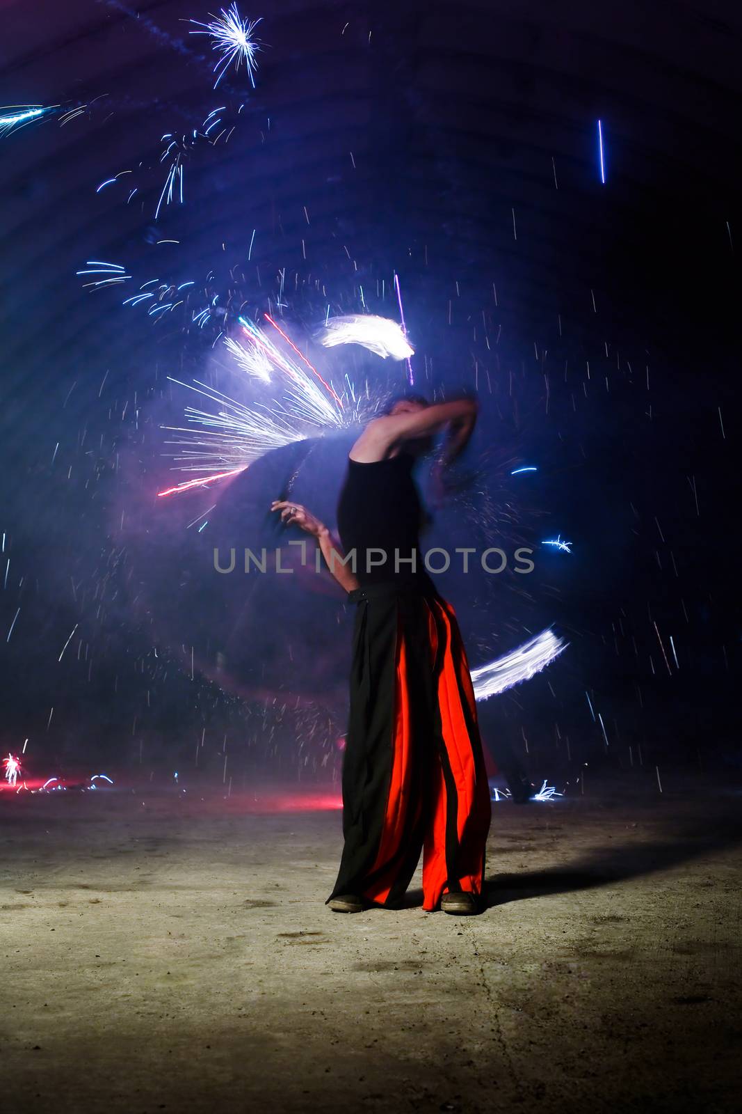 Amazing Fire Show at night by DmitrySteshenko
